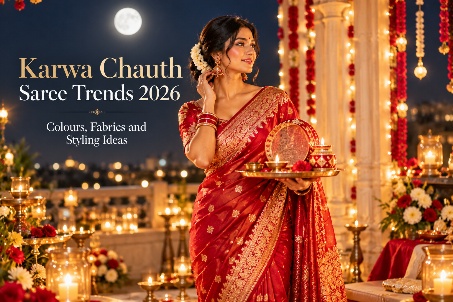 Karwa Chauth Saree Trends 2026: Colours, Fabrics and Styling Ideas